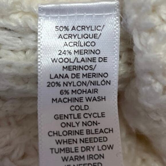 Ann Taylor Loft Cream Wool Chunky Knit Long Sleeve Turtleneck Sweater Top Size M - Picture 4 of 4